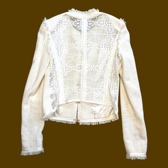 Veronica Beard Betsy Cream Lace Back Tweed Knit Blazer Size 2 - Picture 5 of 13